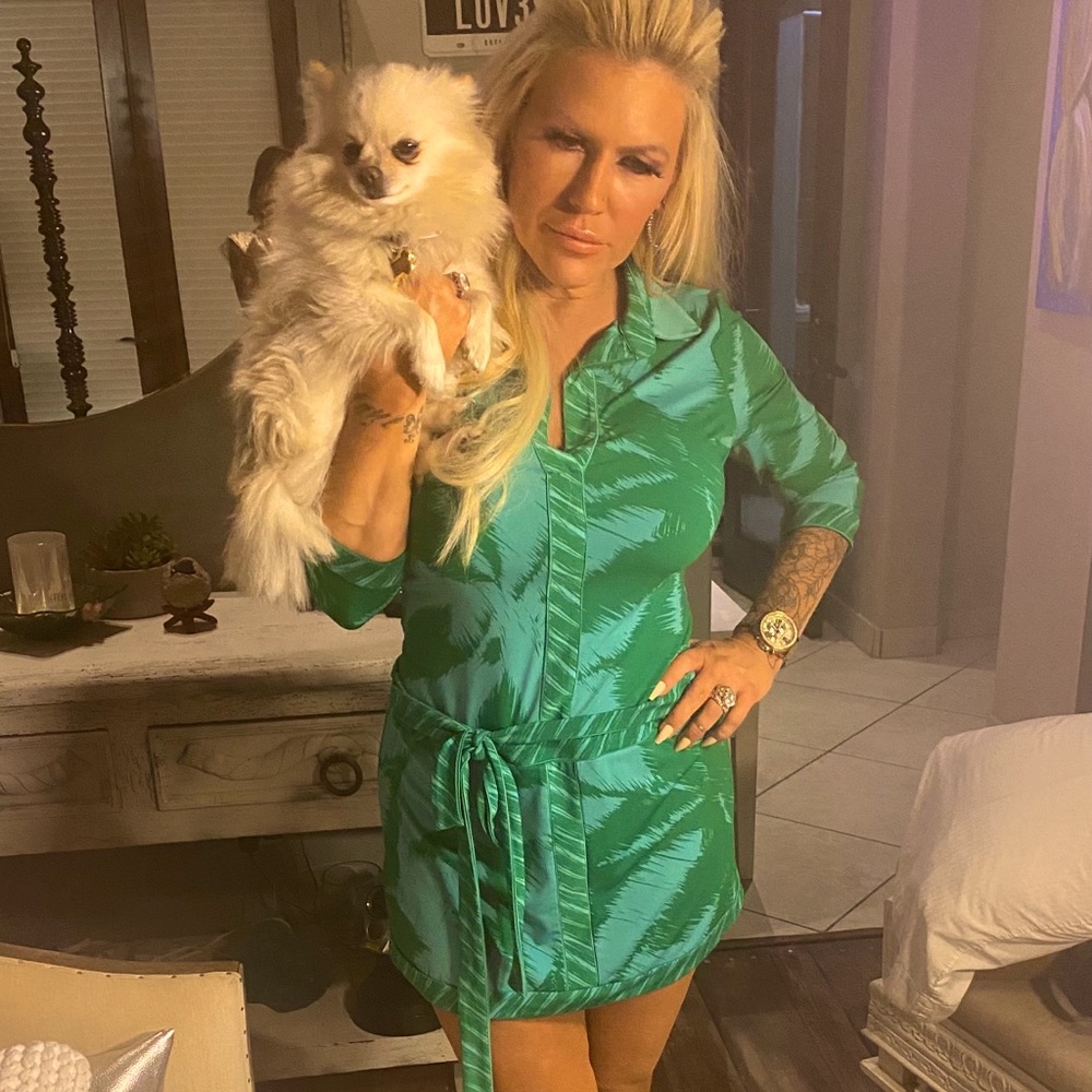 Bebe mini dress, super cute blue and green